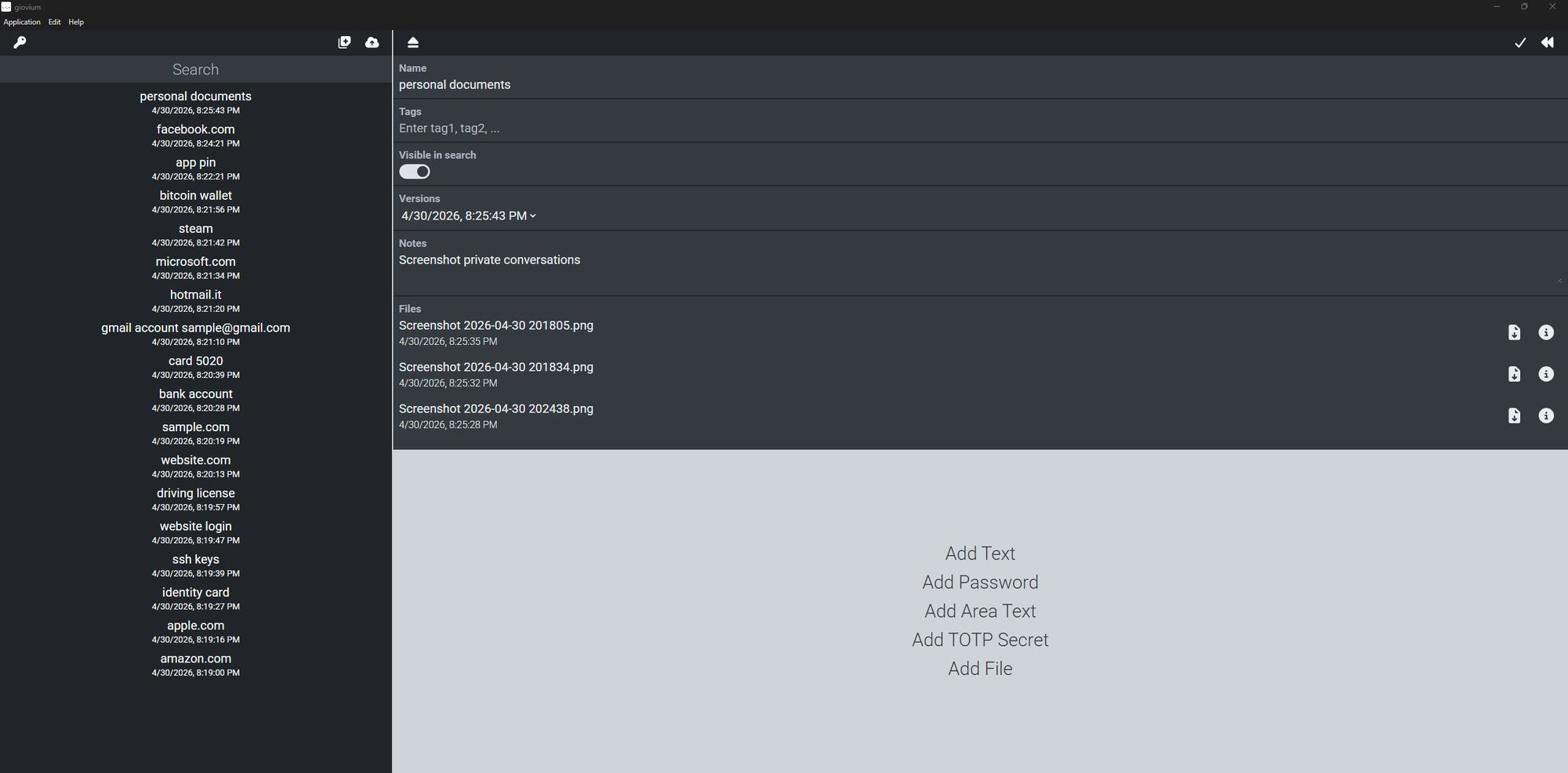 giovium Free Desktop Password Manager Screenshot 4